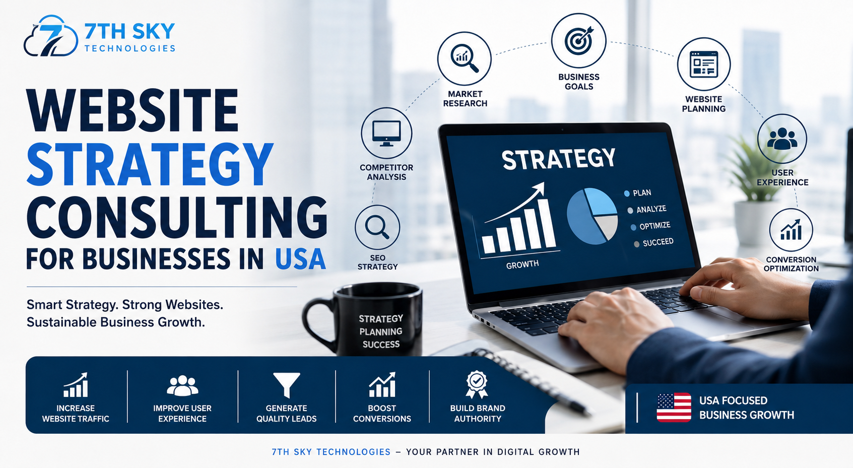 Professional Website Strategy Consulting for Businesses in USA helping companies improve SEO, user experience, website performance, and online business growth.