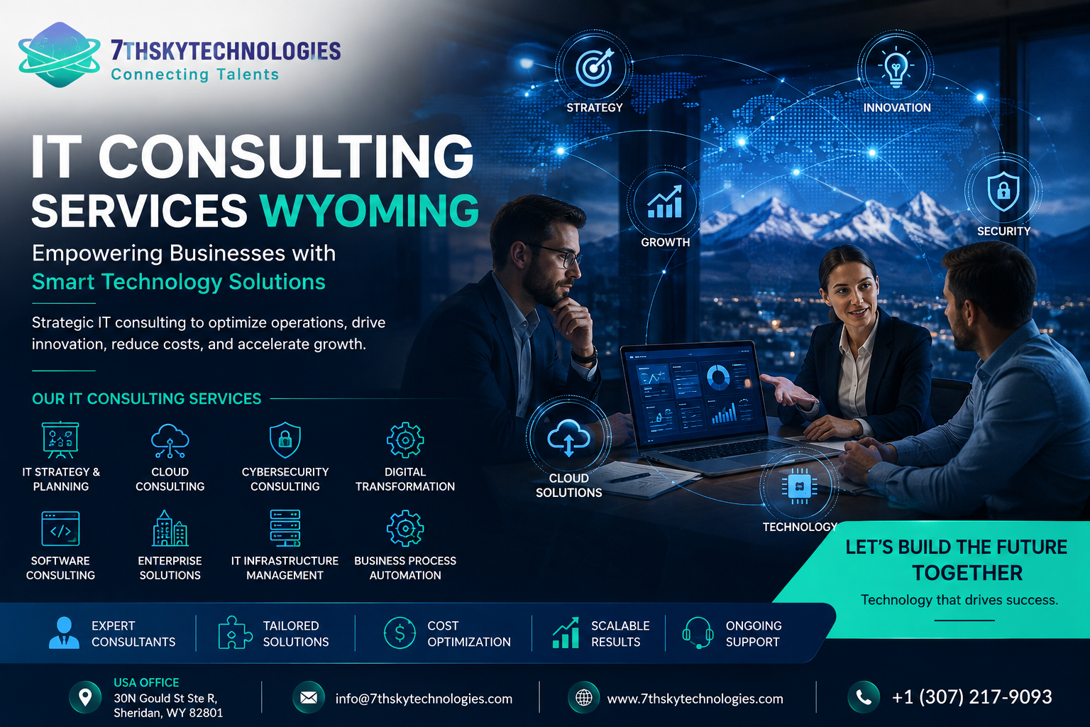 IT Consulting Services Wyoming providing digital transformation, cloud consulting, enterprise software, cybersecurity, and business technology solutions by 7th Sky Technologies.