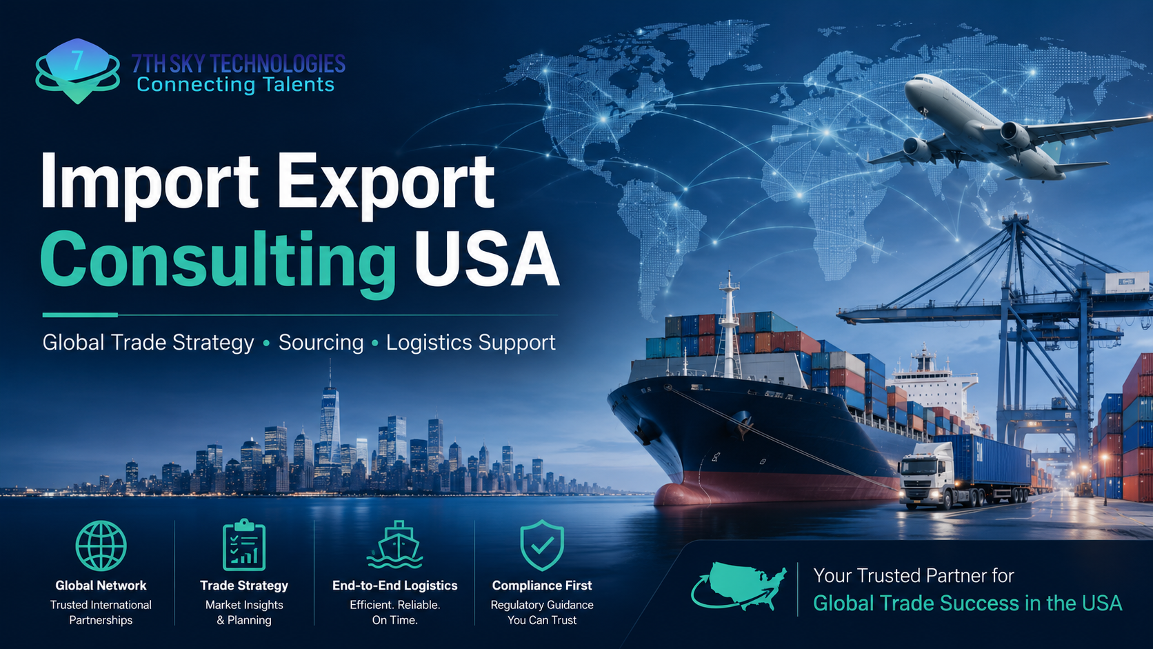 Import Export Consulting USA for international trade, supplier sourcing, logistics, and market expansion